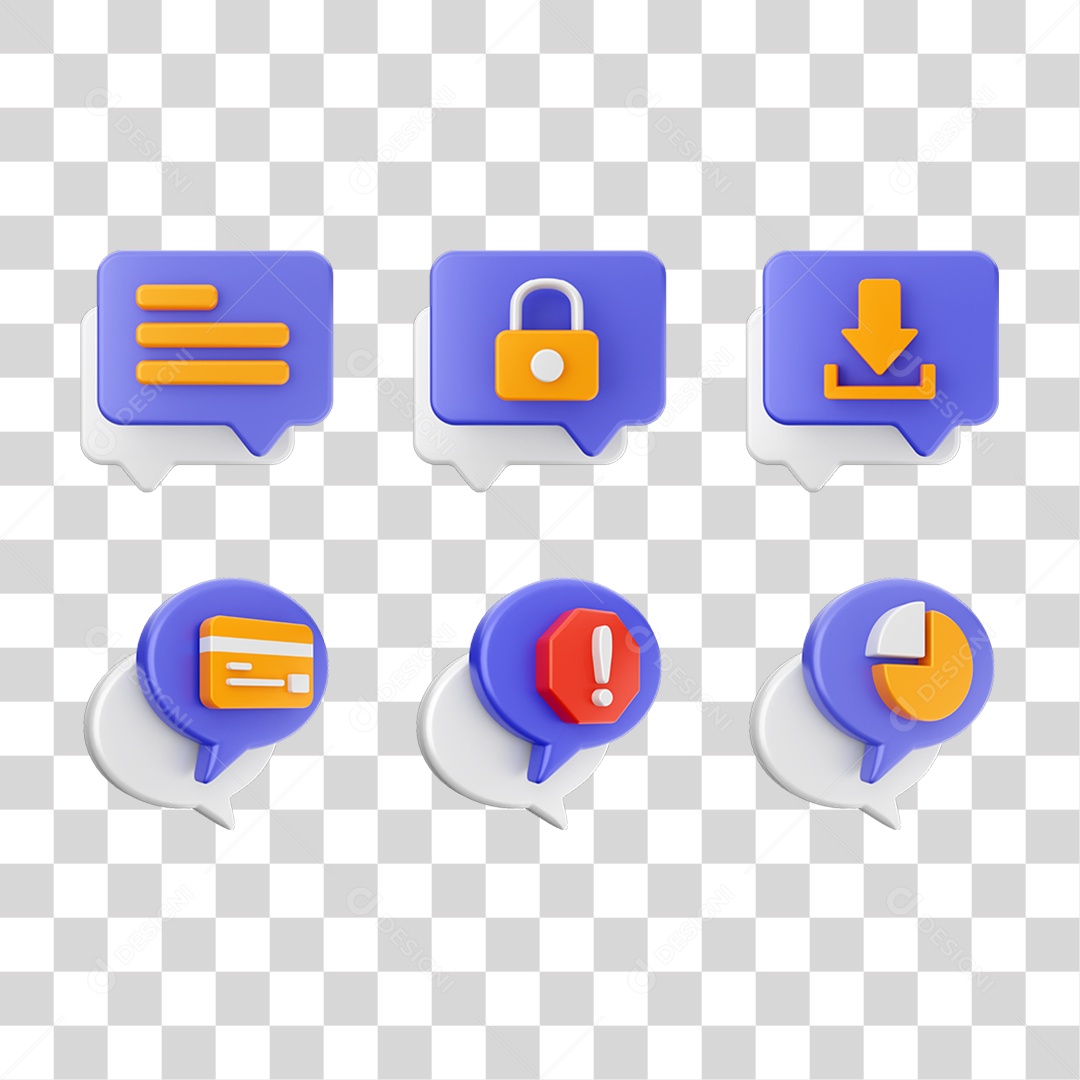 Conjunto de Ícones Caixa de Texto PNG Transparente