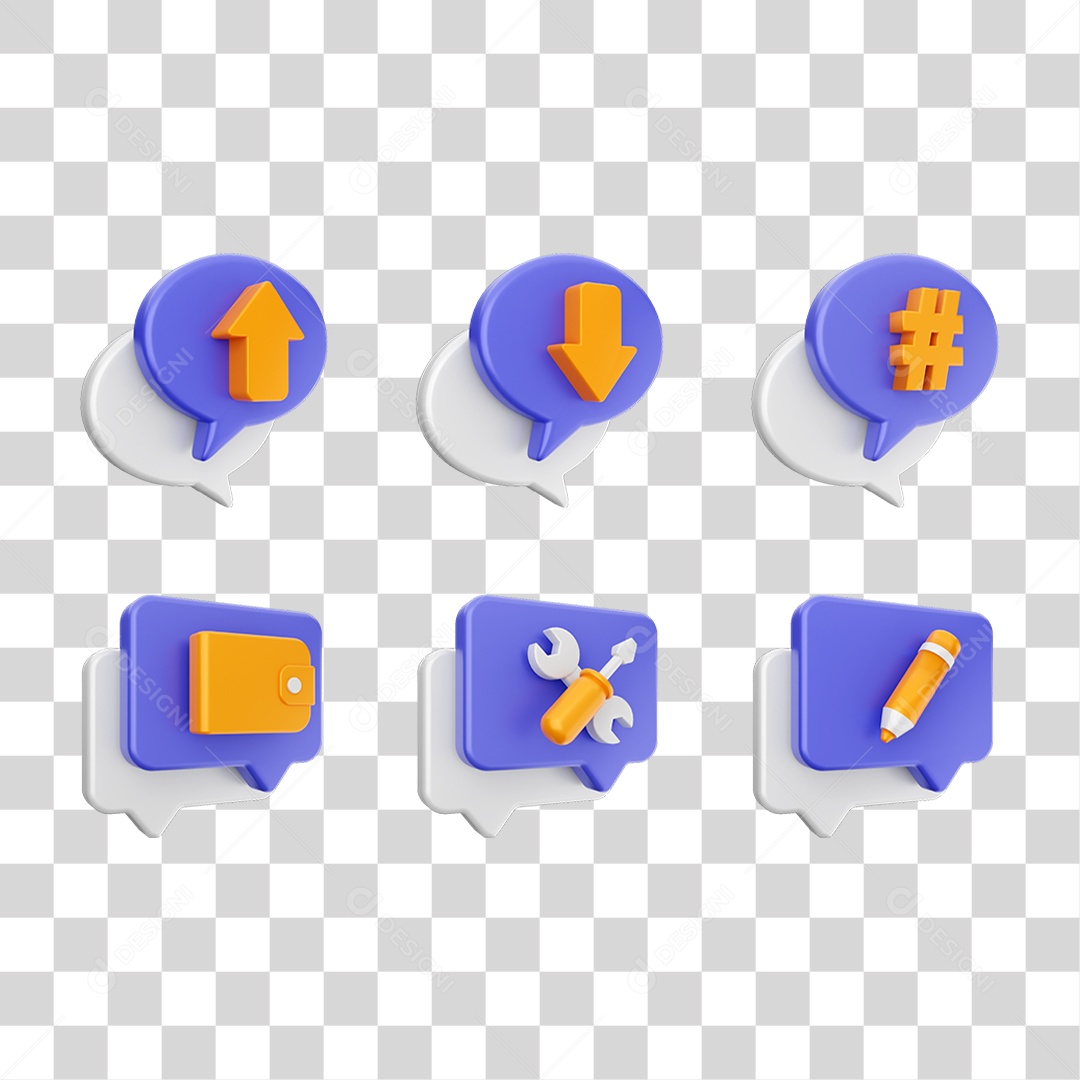 Conjunto de Ícones Caixa de Texto PNG Transparente