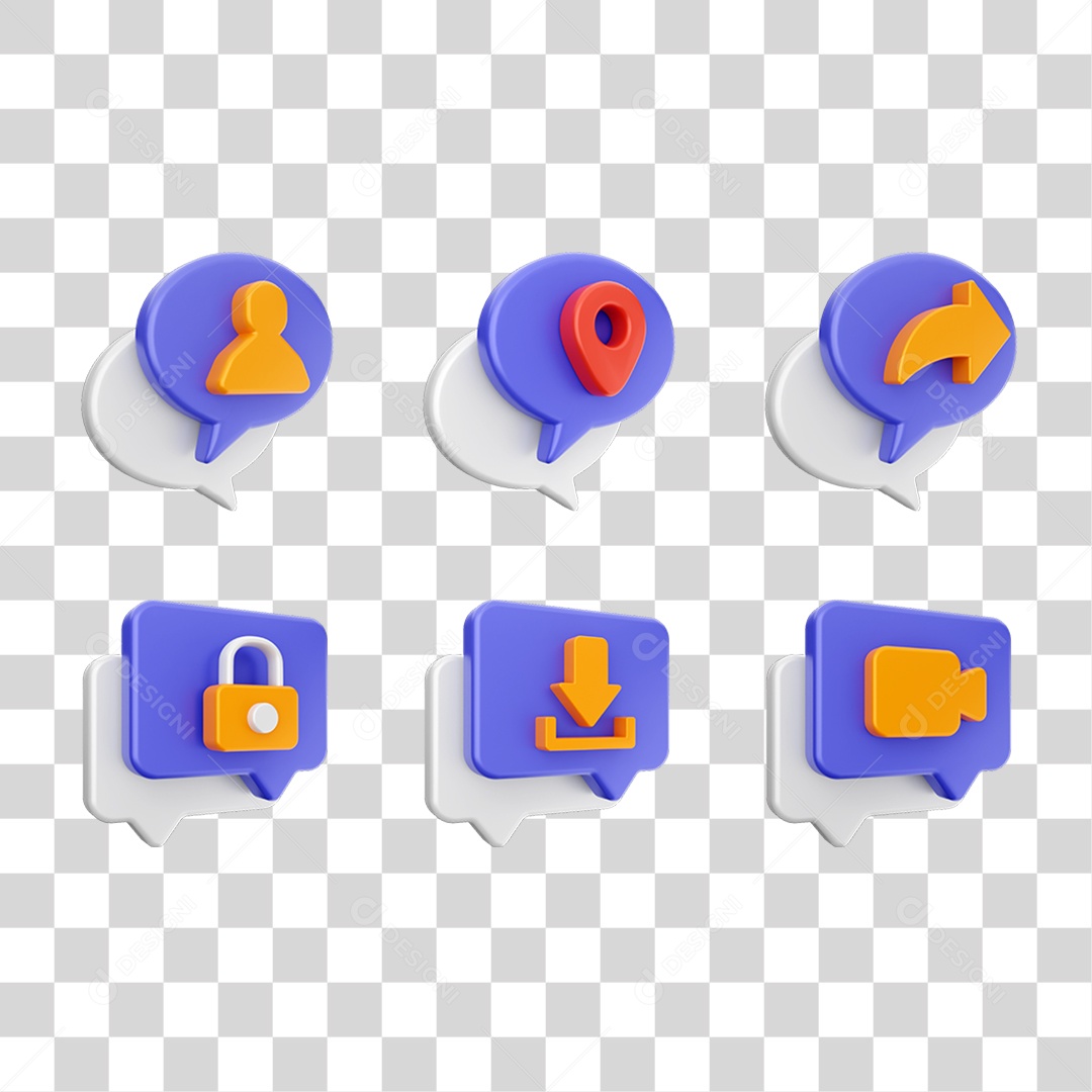 Conjunto de Ícones Caixa de Texto PNG Transparente