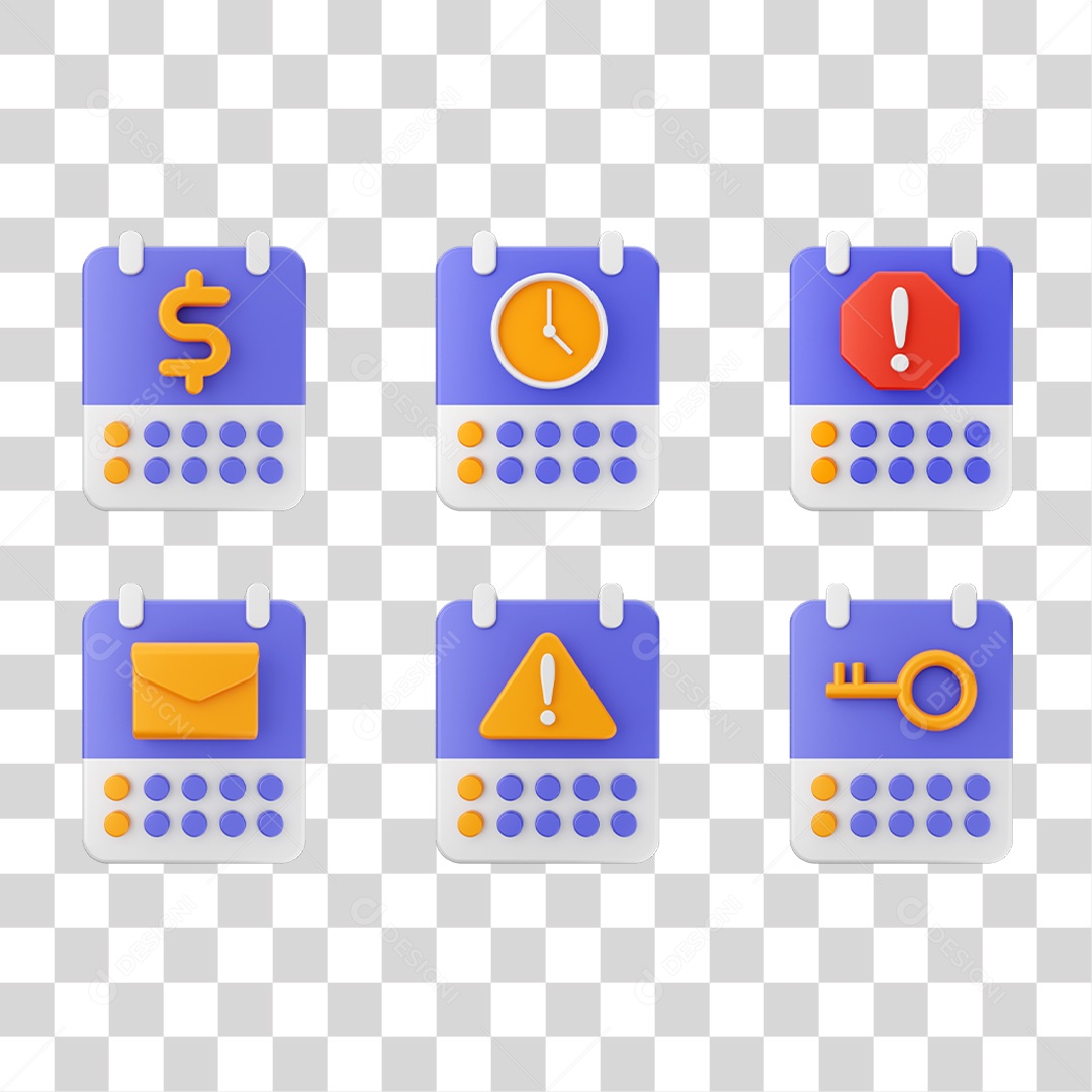 Conjunto de Ícones Calendário PNG Transparente