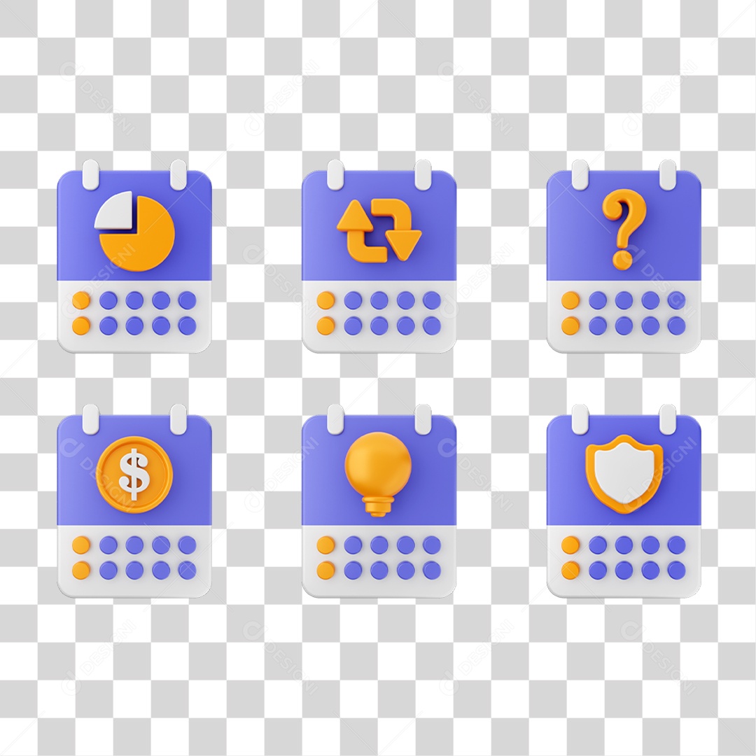 Conjunto de Ícones Calendário PNG Transparente