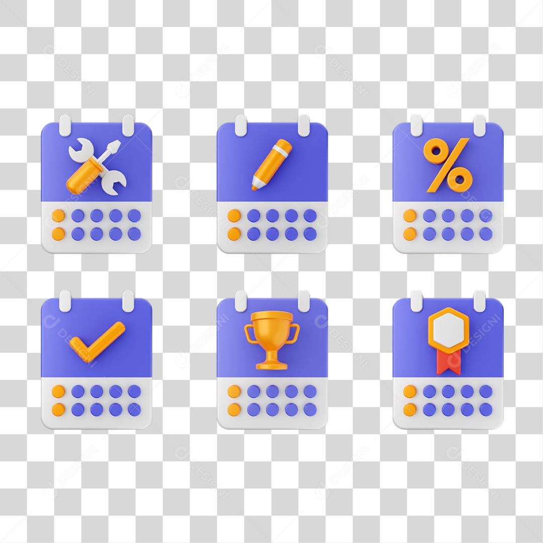 Conjunto de Ícones Calendário PNG Transparente