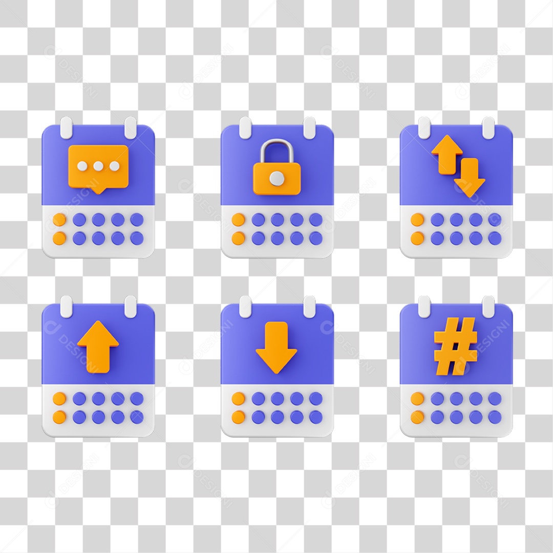 Conjunto de Ícones Calendário PNG Transparente