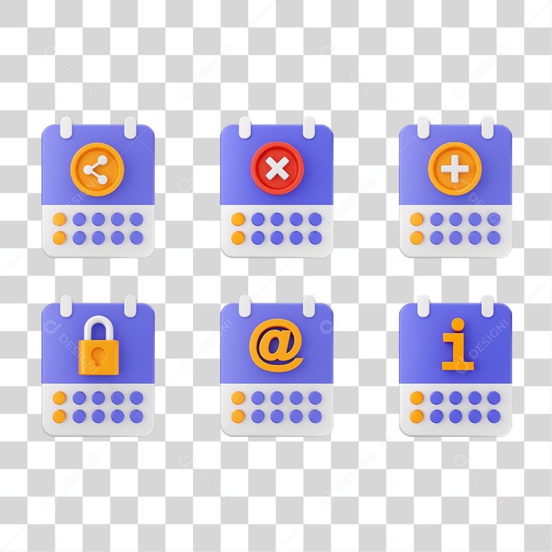 Conjunto de Ícones Calendário PNG Transparente