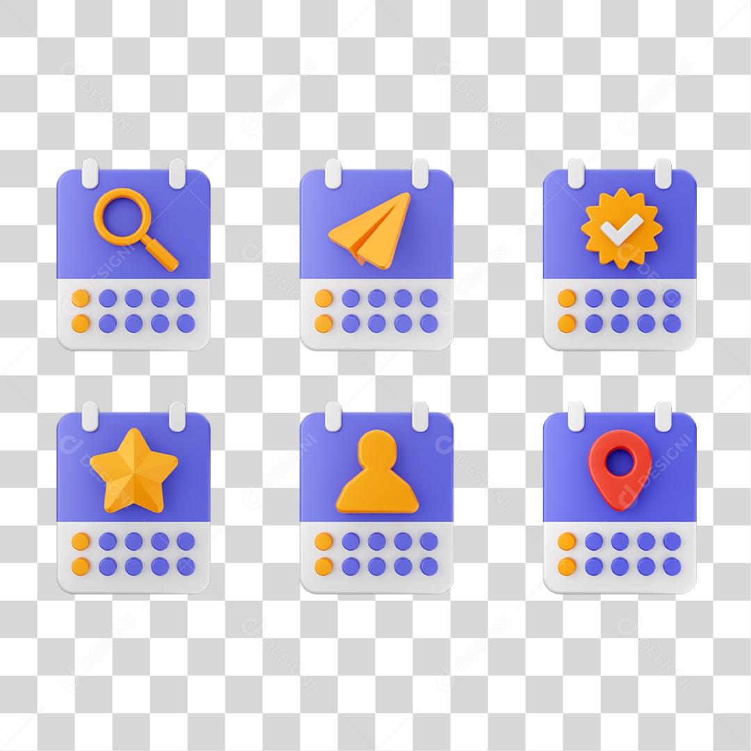 Conjunto de Ícones Calendário PNG Transparente