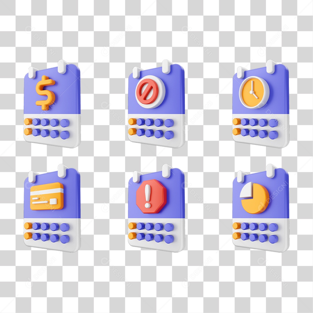 Conjunto de Ícones Calendário PNG Transparente