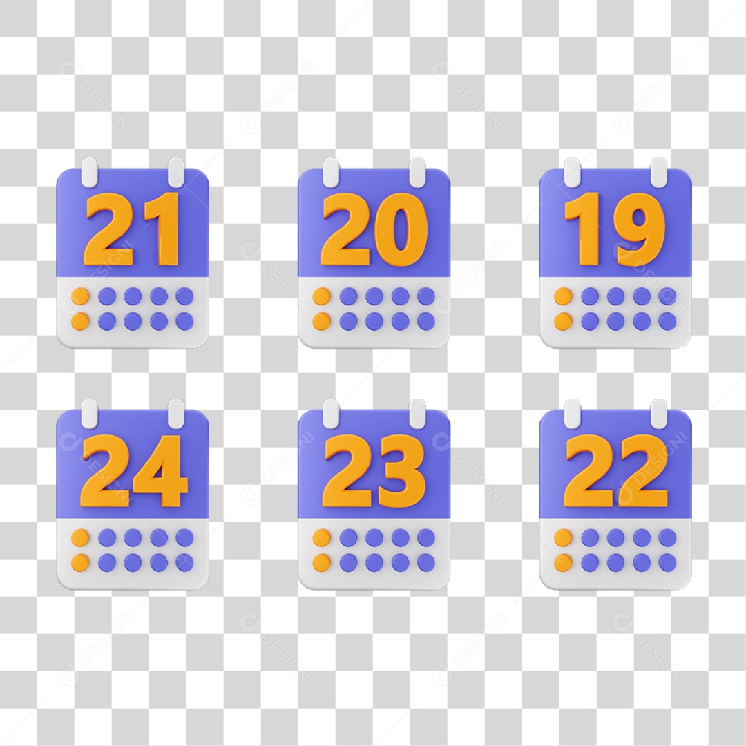 Conjunto de Ícones Calendário PNG Transparente