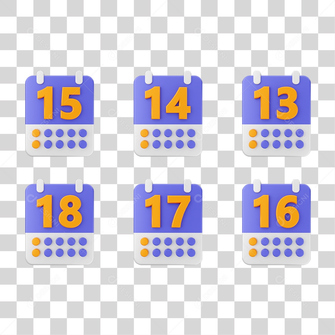 Conjunto de Ícones Calendário PNG Transparente