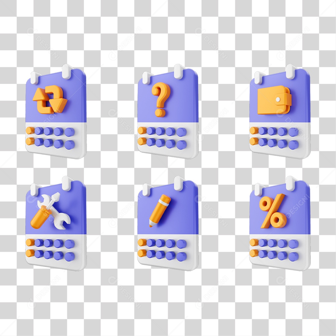 Conjunto de Ícones Calendário PNG Transparente