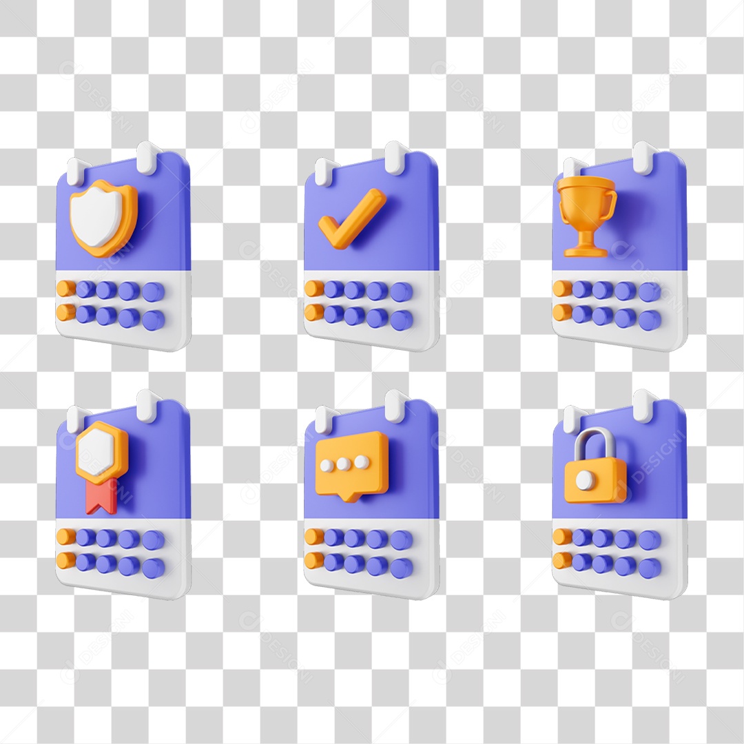 Conjunto de Ícones Calendário PNG Transparente