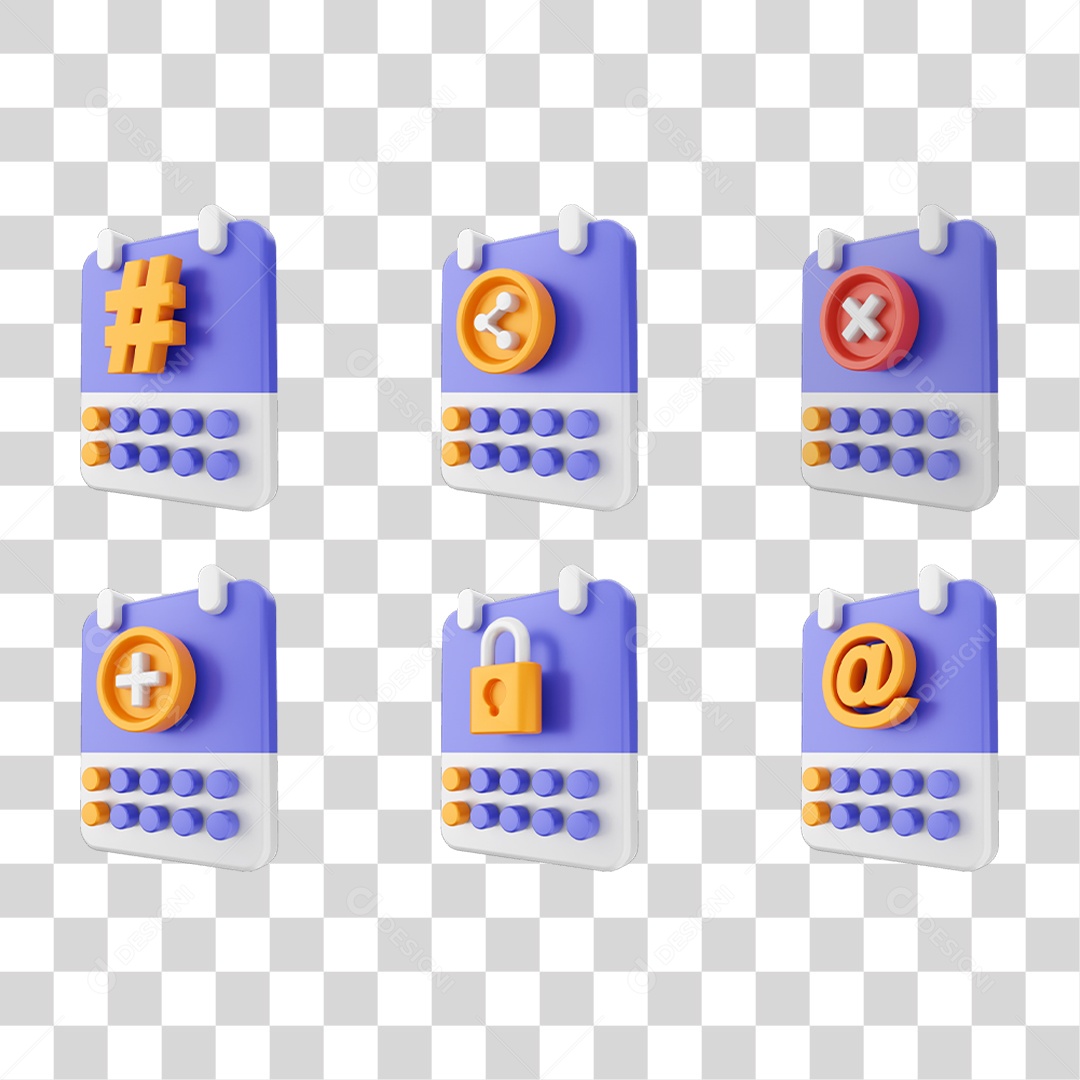 Conjunto de Ícones Calendário PNG Transparente