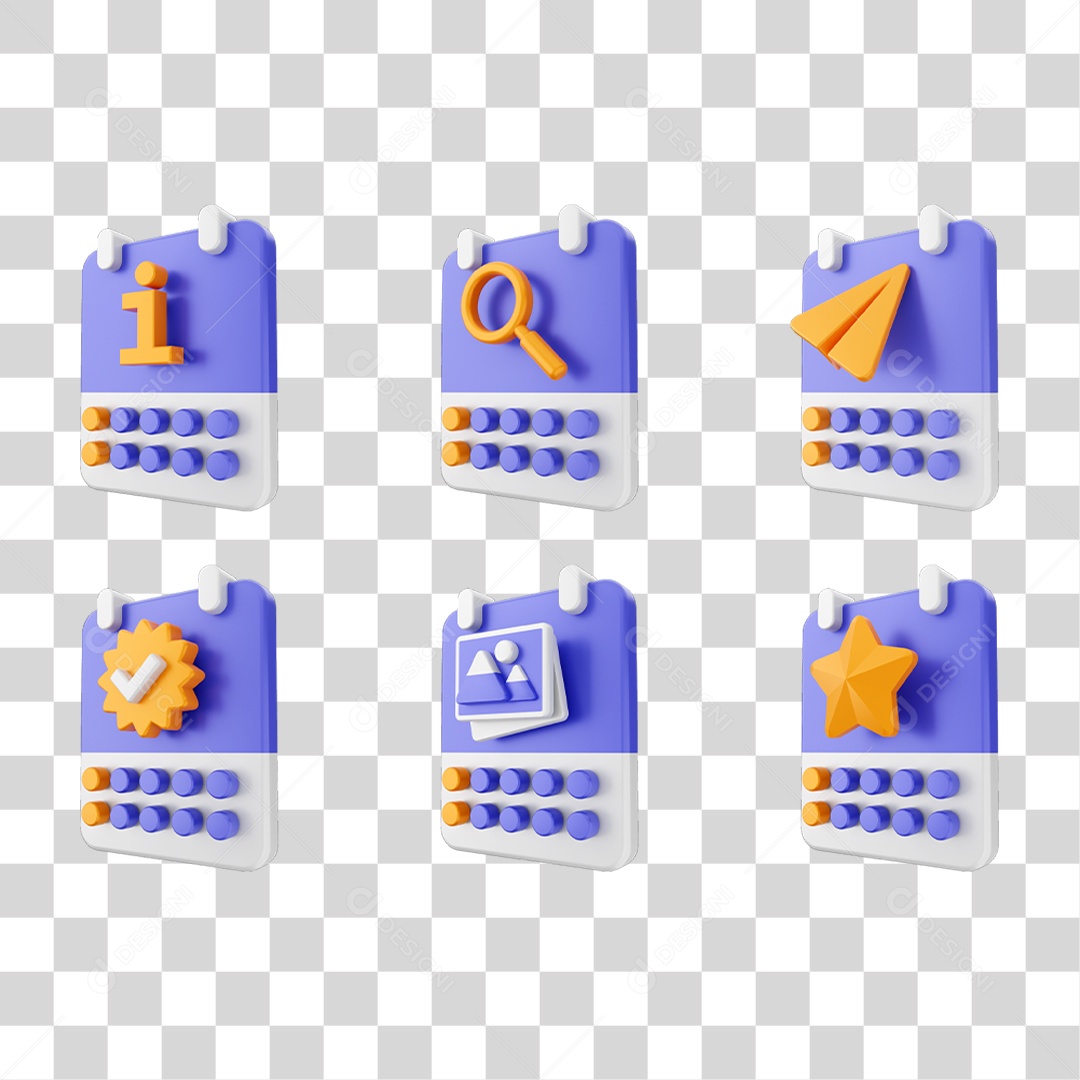 Conjunto de Ícones Calendário PNG Transparente