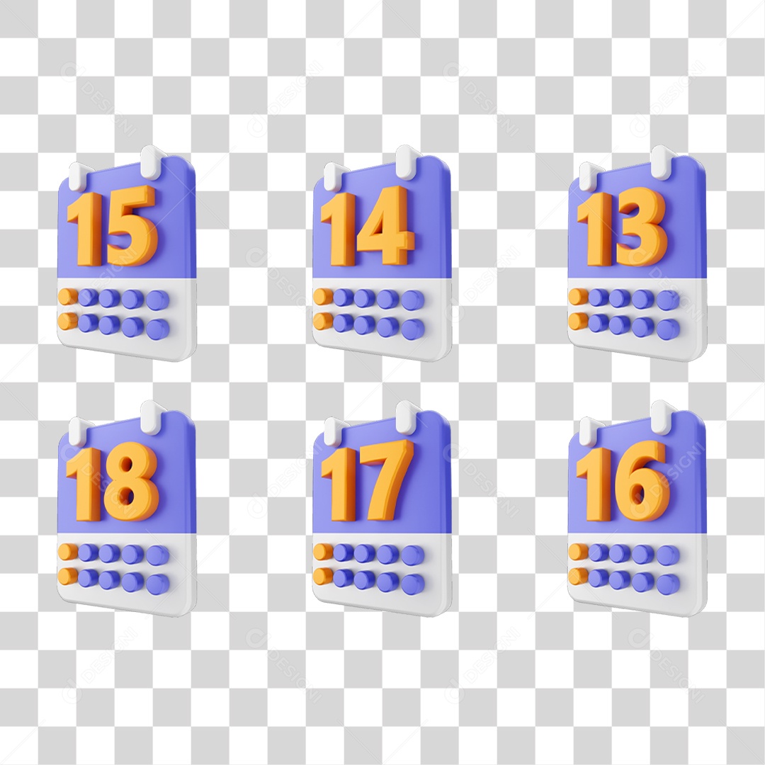 Conjunto de Ícones Calendário PNG Transparente