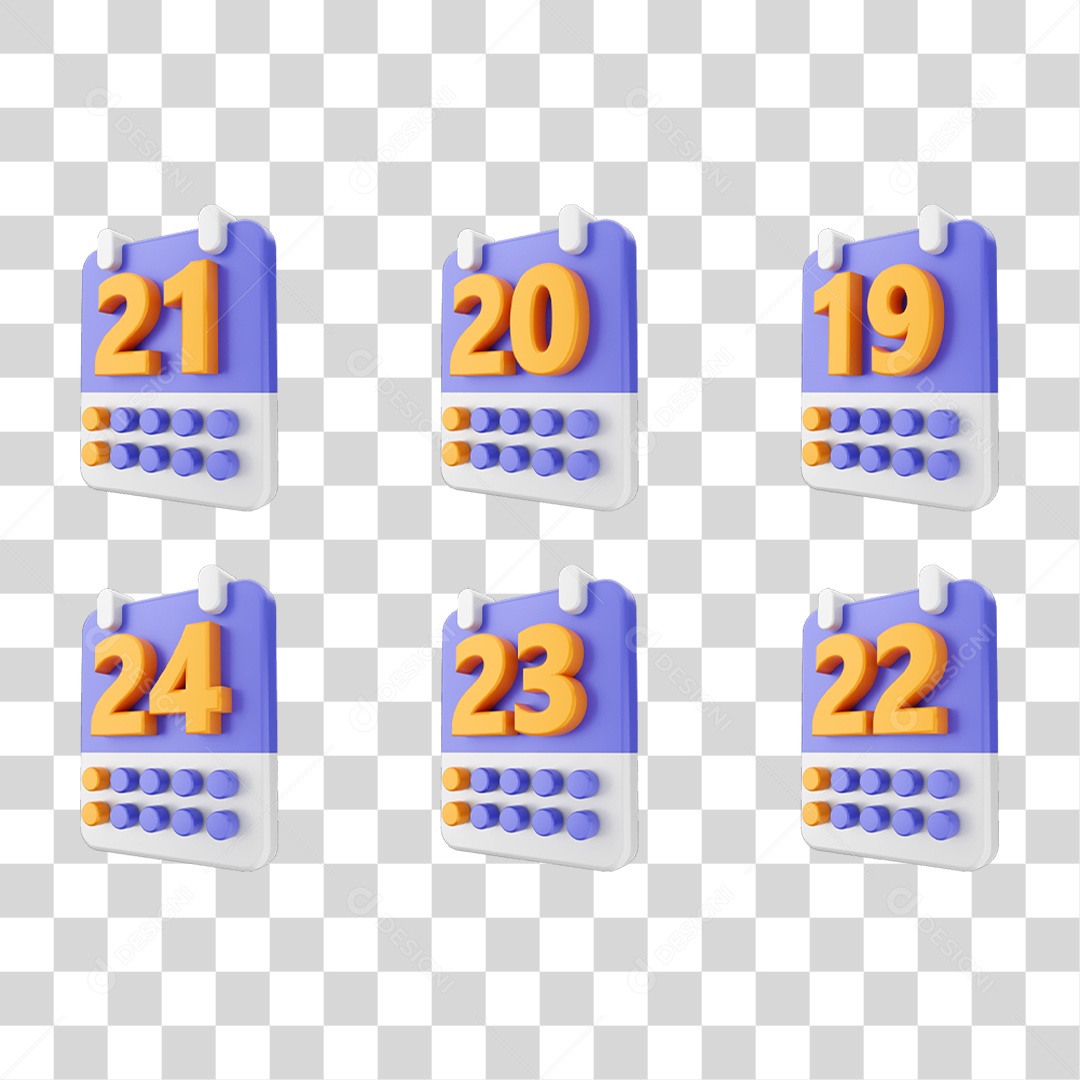 Conjunto de Ícones Calendário PNG Transparente