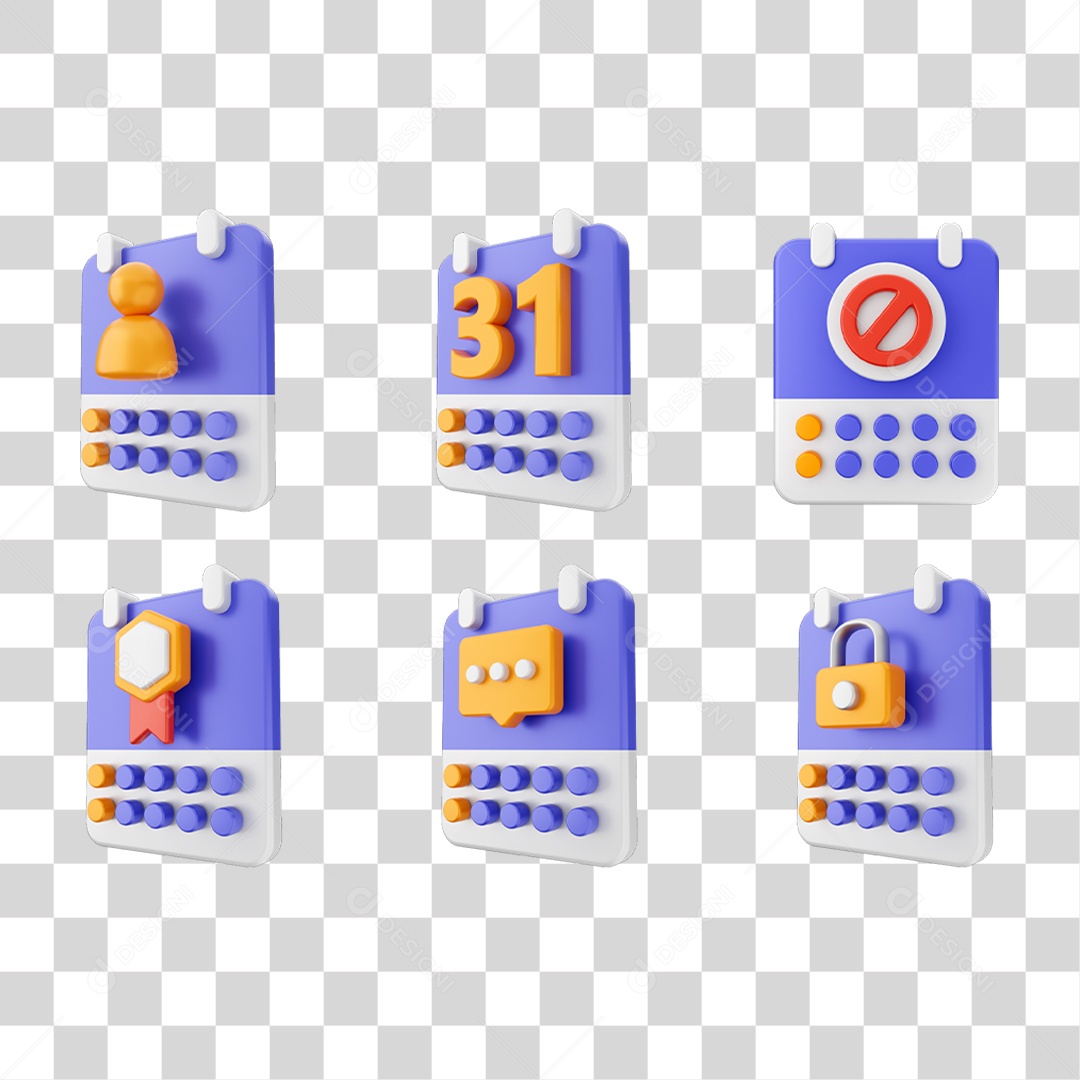 Conjunto de Ícones Calendário PNG Transparente