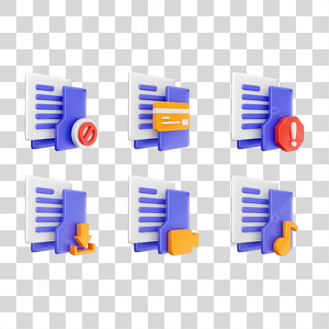 Conjunto de Ícones Pastas de Arquivos PNG Transparente