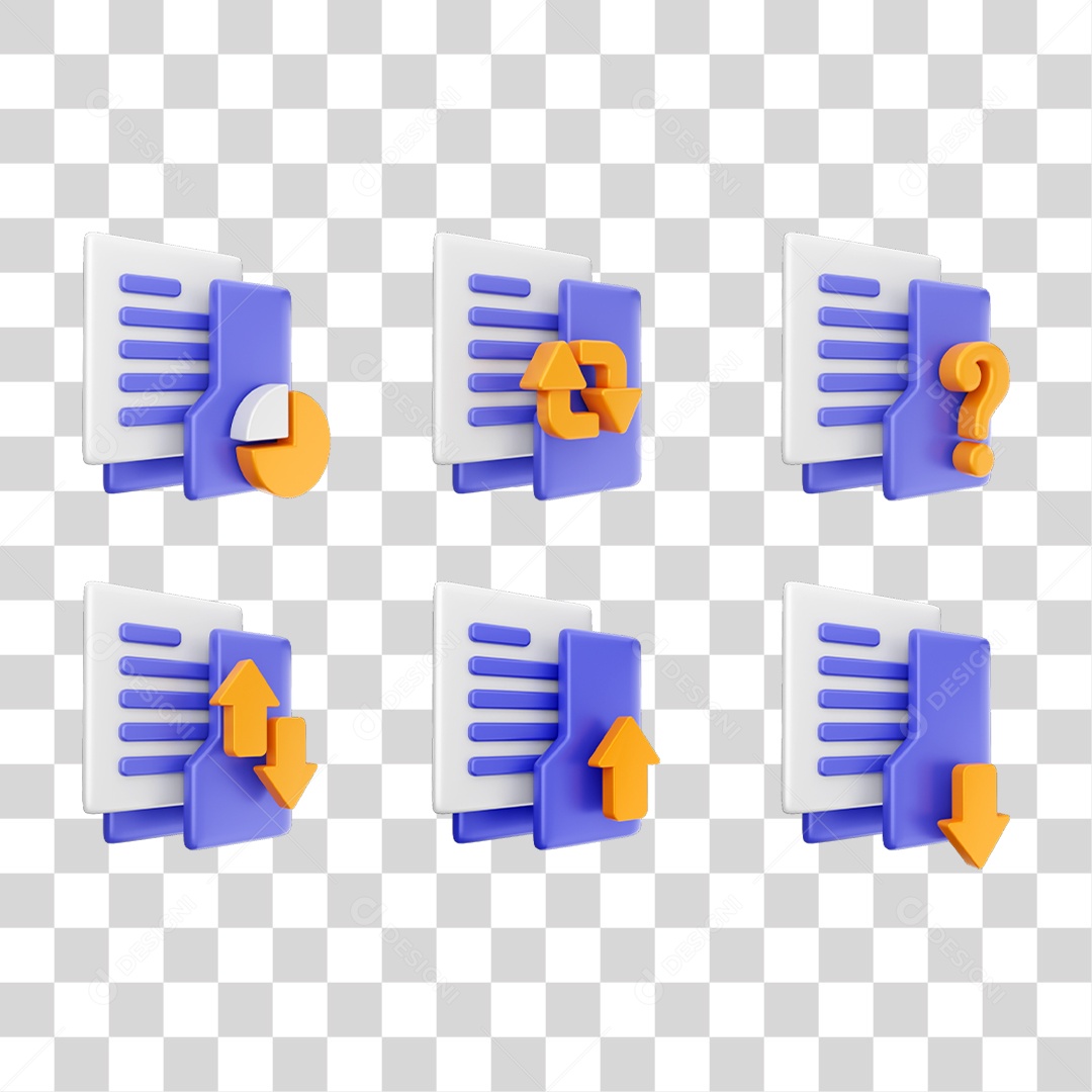 Conjunto de Ícones Pastas de Arquivos PNG Transparente