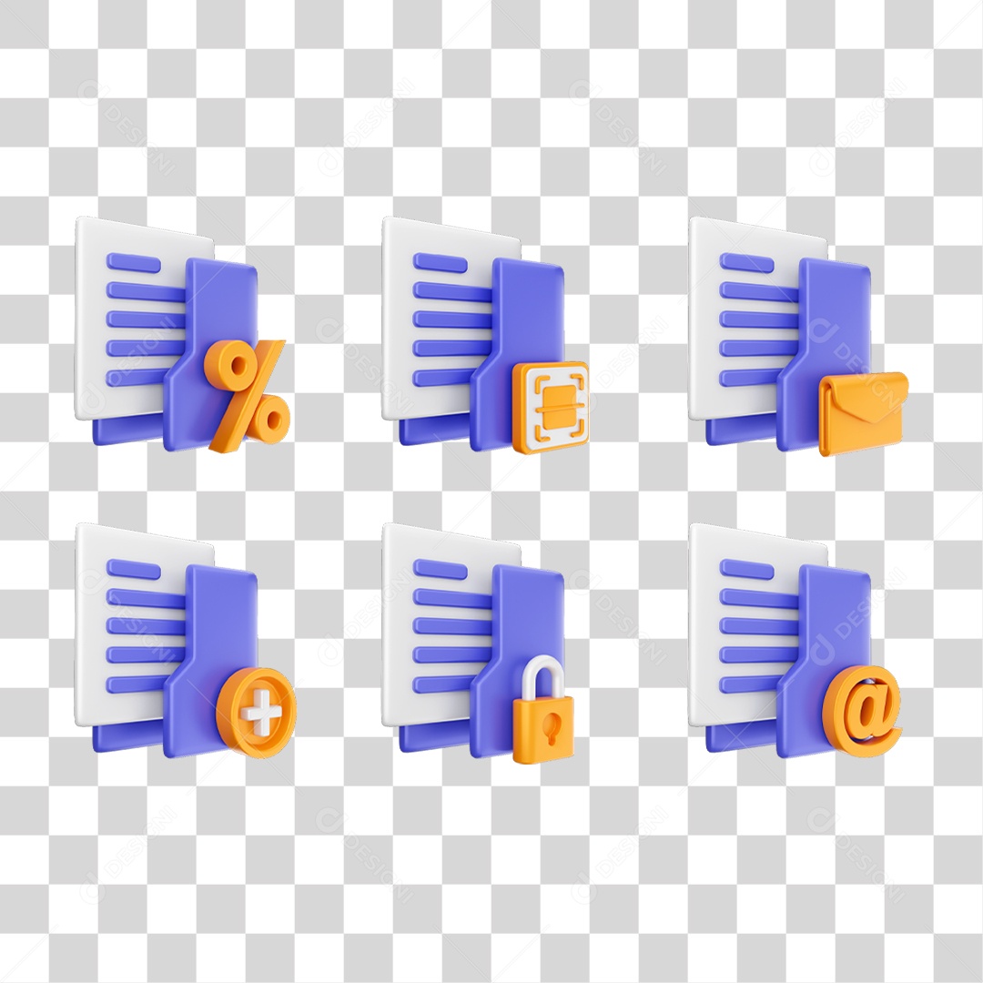 Conjunto de Ícones Pastas de Arquivos PNG Transparente