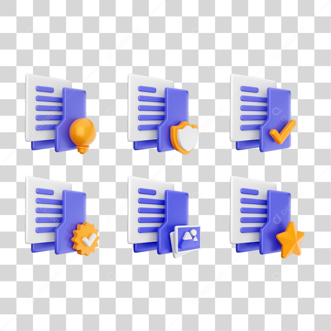 Conjunto de Ícones Pastas de Arquivos PNG Transparente