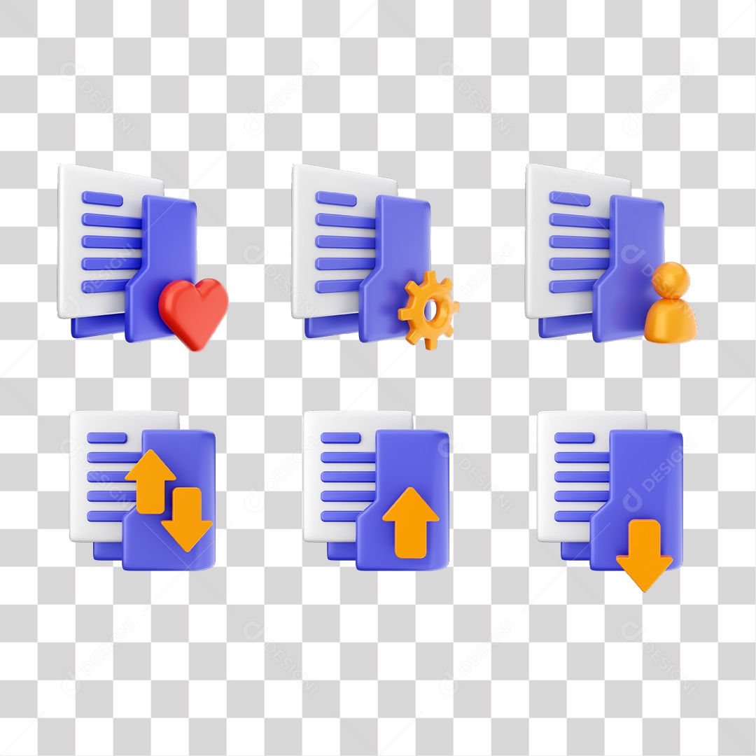 Conjunto de Ícones Pastas de Arquivos PNG Transparente