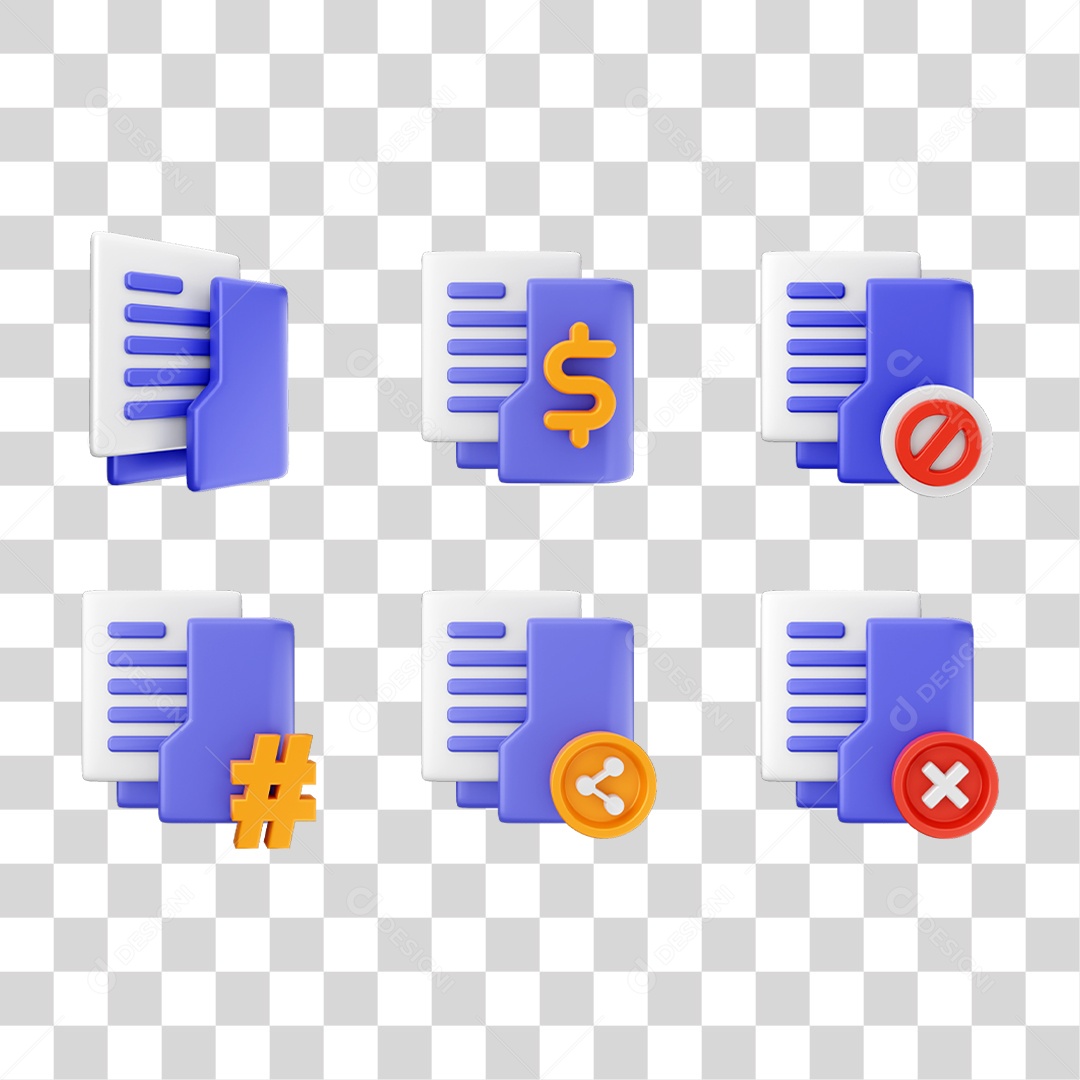 Conjunto de Ícones Pastas de Arquivos PNG Transparente