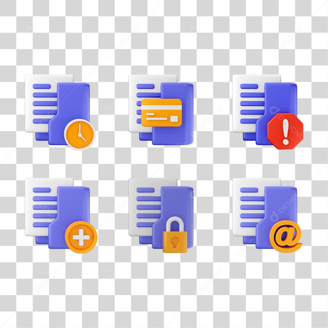 Conjunto de Ícones Pastas de Arquivos PNG Transparente