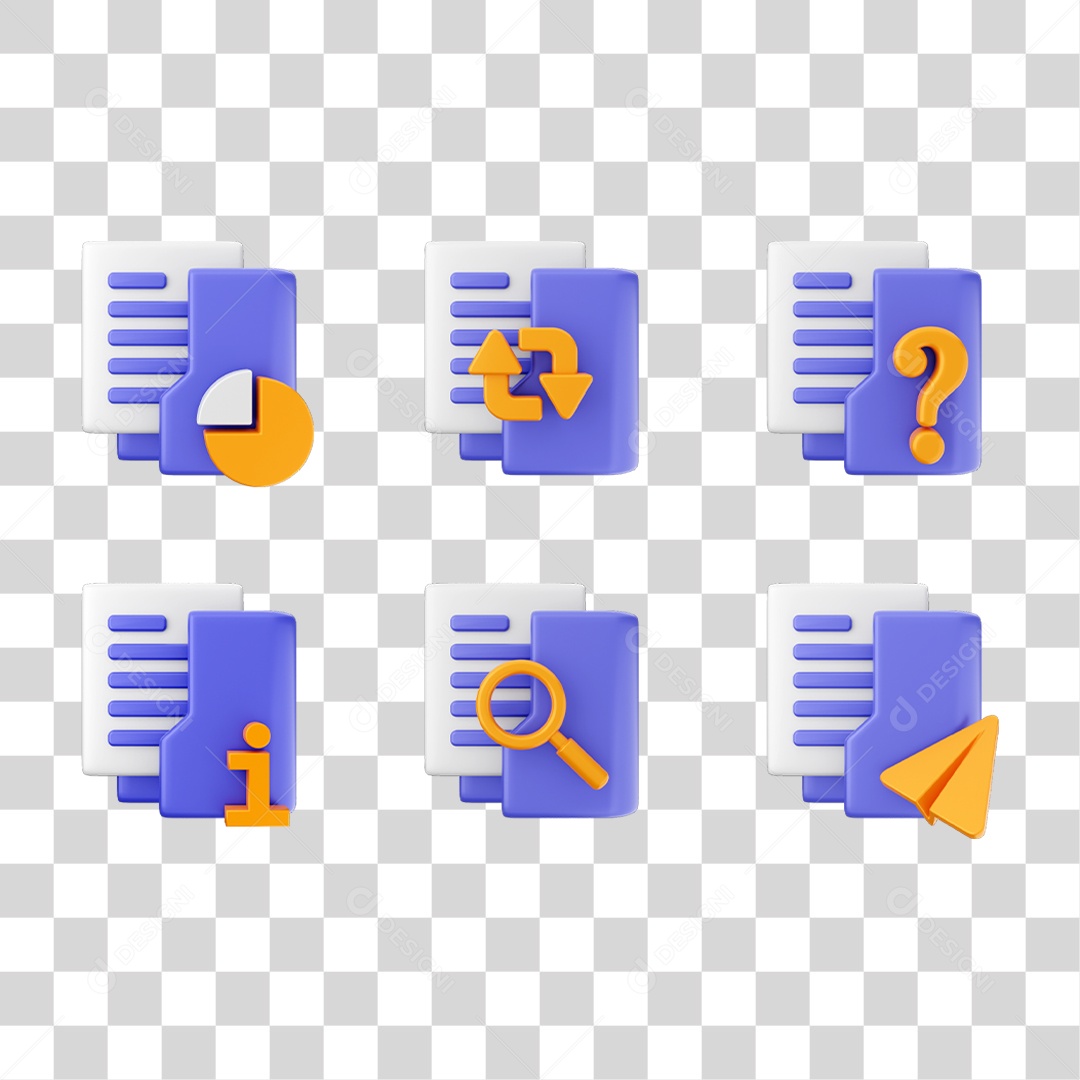 Conjunto de Ícones Pastas de Arquivos PNG Transparente