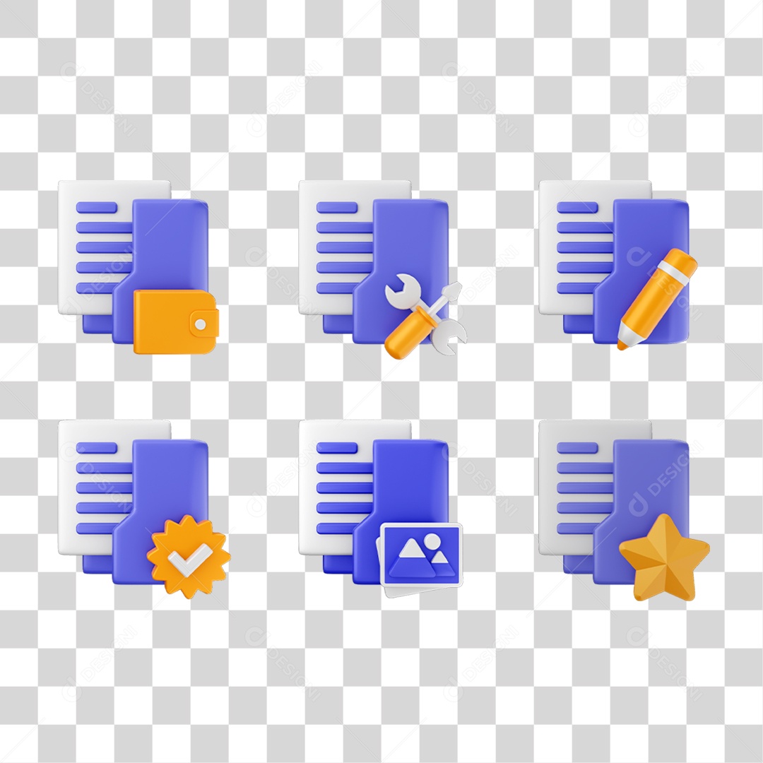 Conjunto de Ícones Pastas de Arquivos PNG Transparente