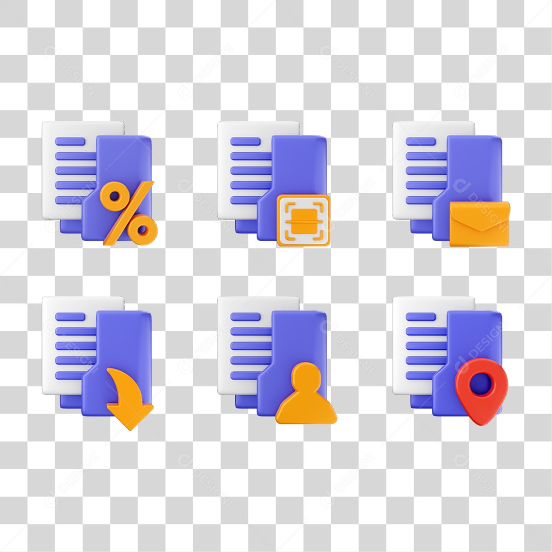 Conjunto de Ícones Pastas de Arquivos PNG Transparente