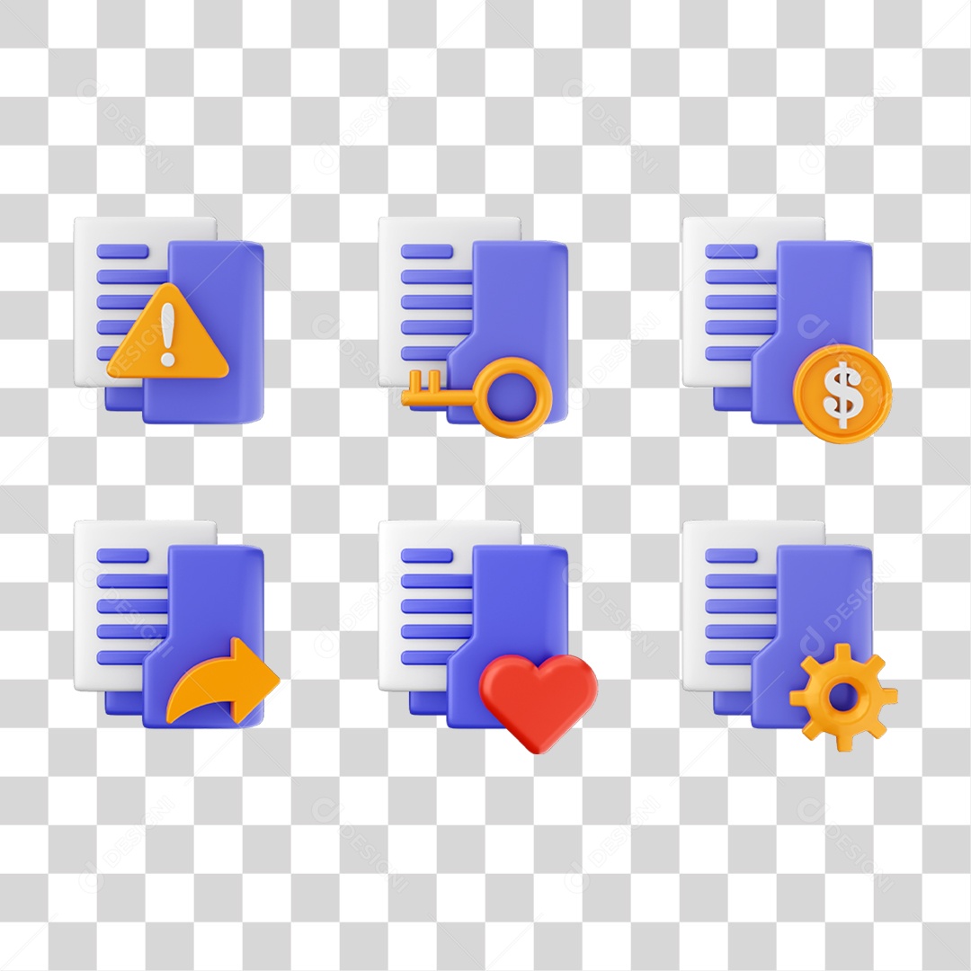 Conjunto de Ícones Pastas de Arquivos PNG Transparente