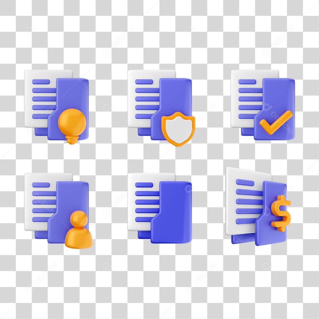 Conjunto de Ícones Pastas de Arquivos PNG Transparente