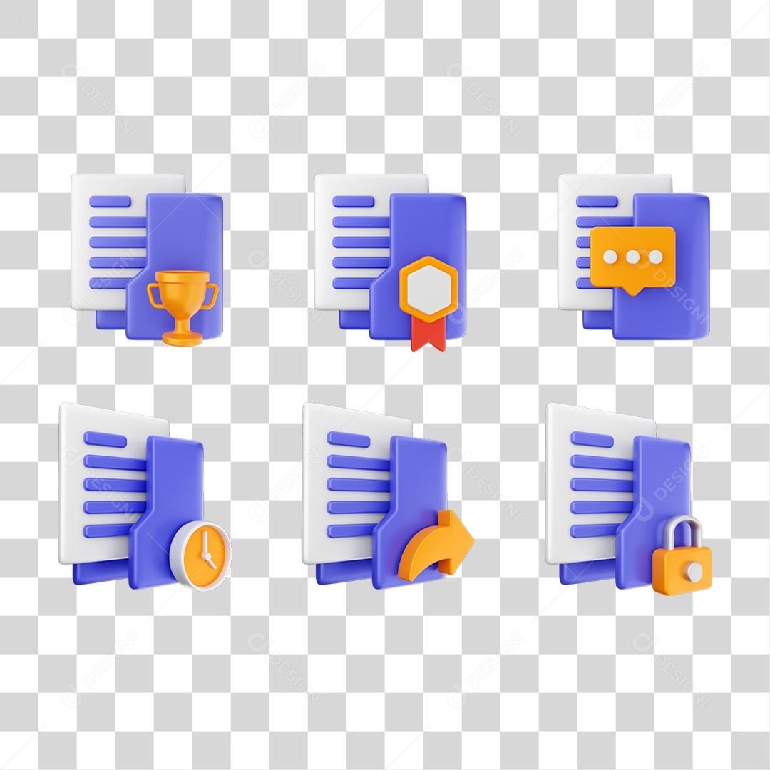 Conjunto de Ícones Pastas de Arquivos PNG Transparente