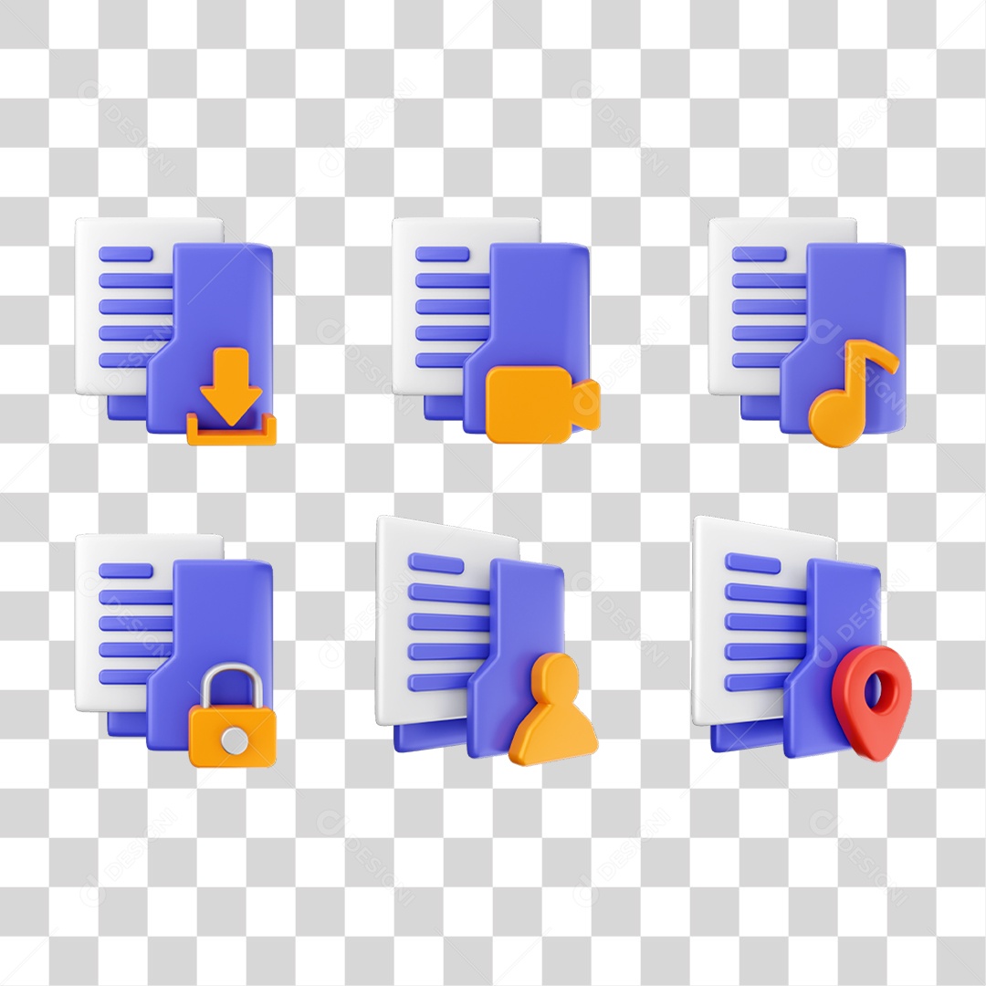 Conjunto de Ícones Pastas de Arquivos PNG Transparente