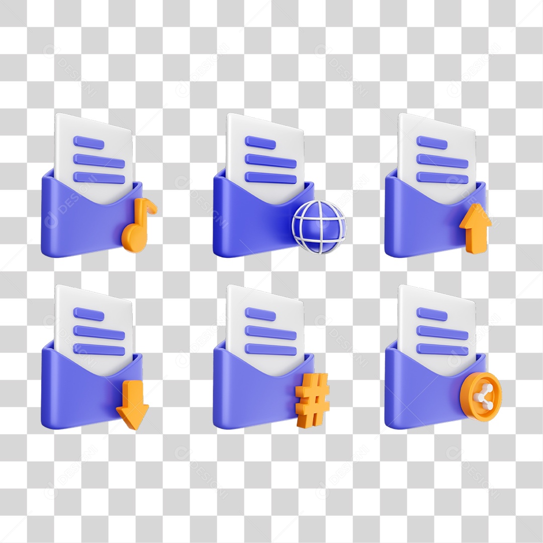 Conjunto de Ícones Pastas de Arquivos PNG Transparente