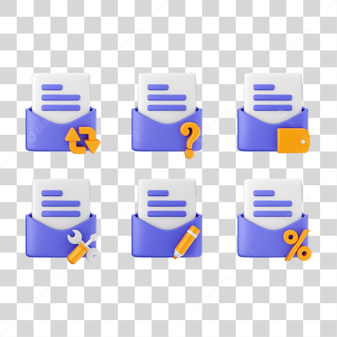 Conjunto de Ícones Pastas de Arquivos PNG Transparente