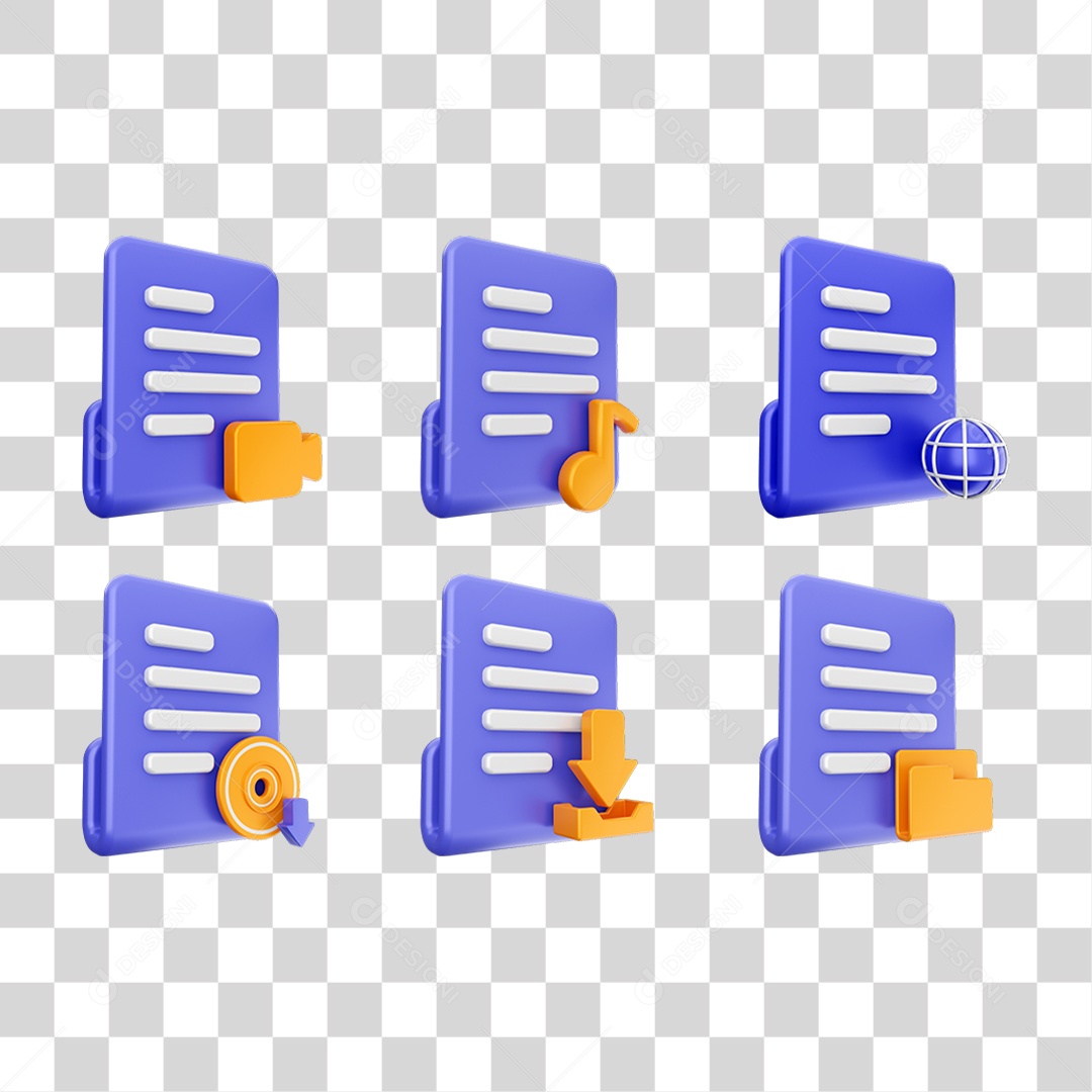 Conjunto de Ícones Arquivos PNG Transparente