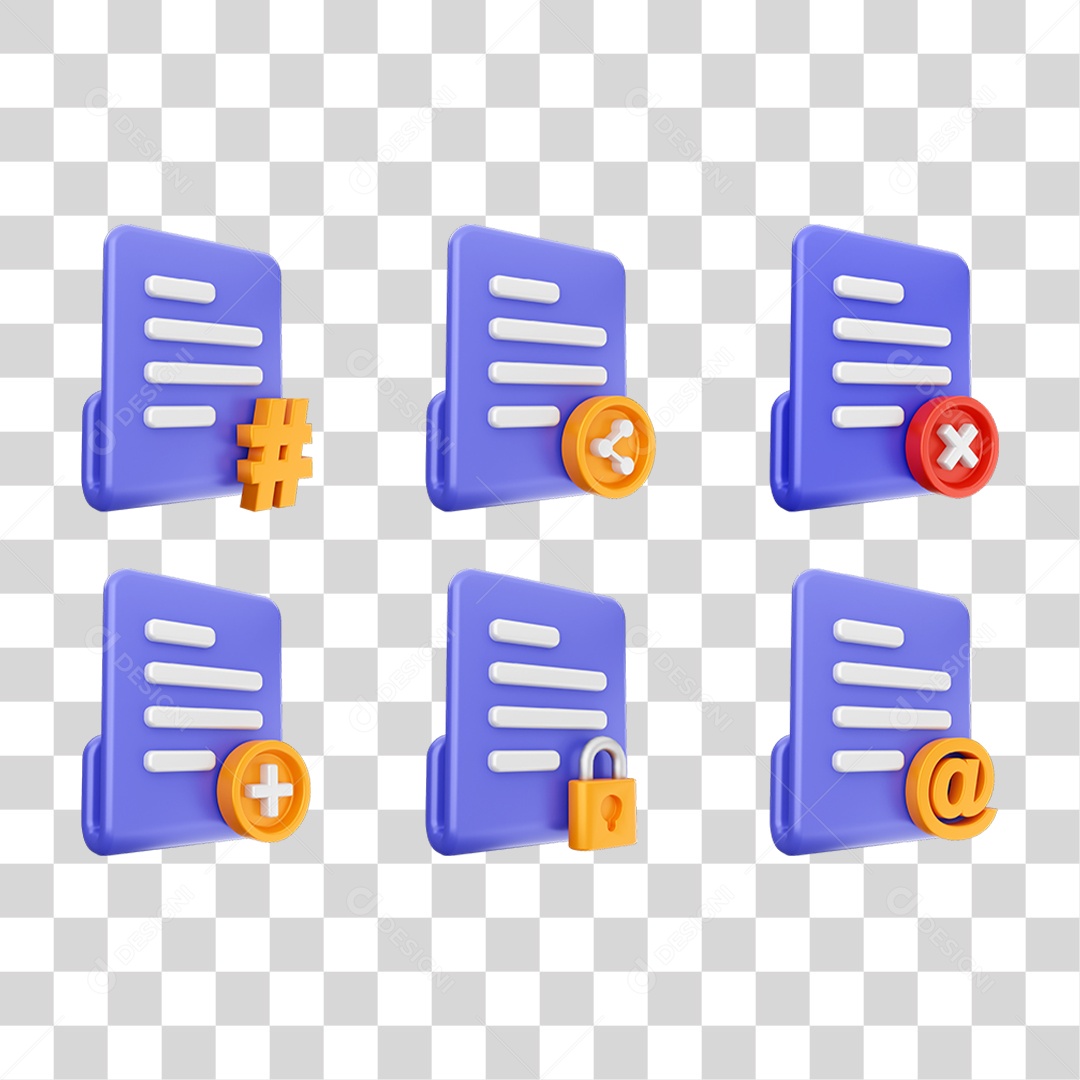 Conjunto de Ícones Arquivos PNG Transparente