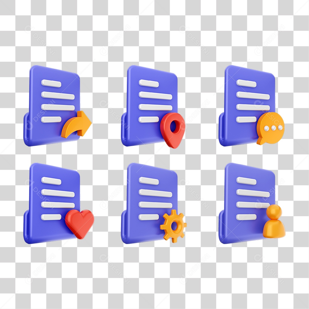 Conjunto de Ícones Arquivos PNG Transparente