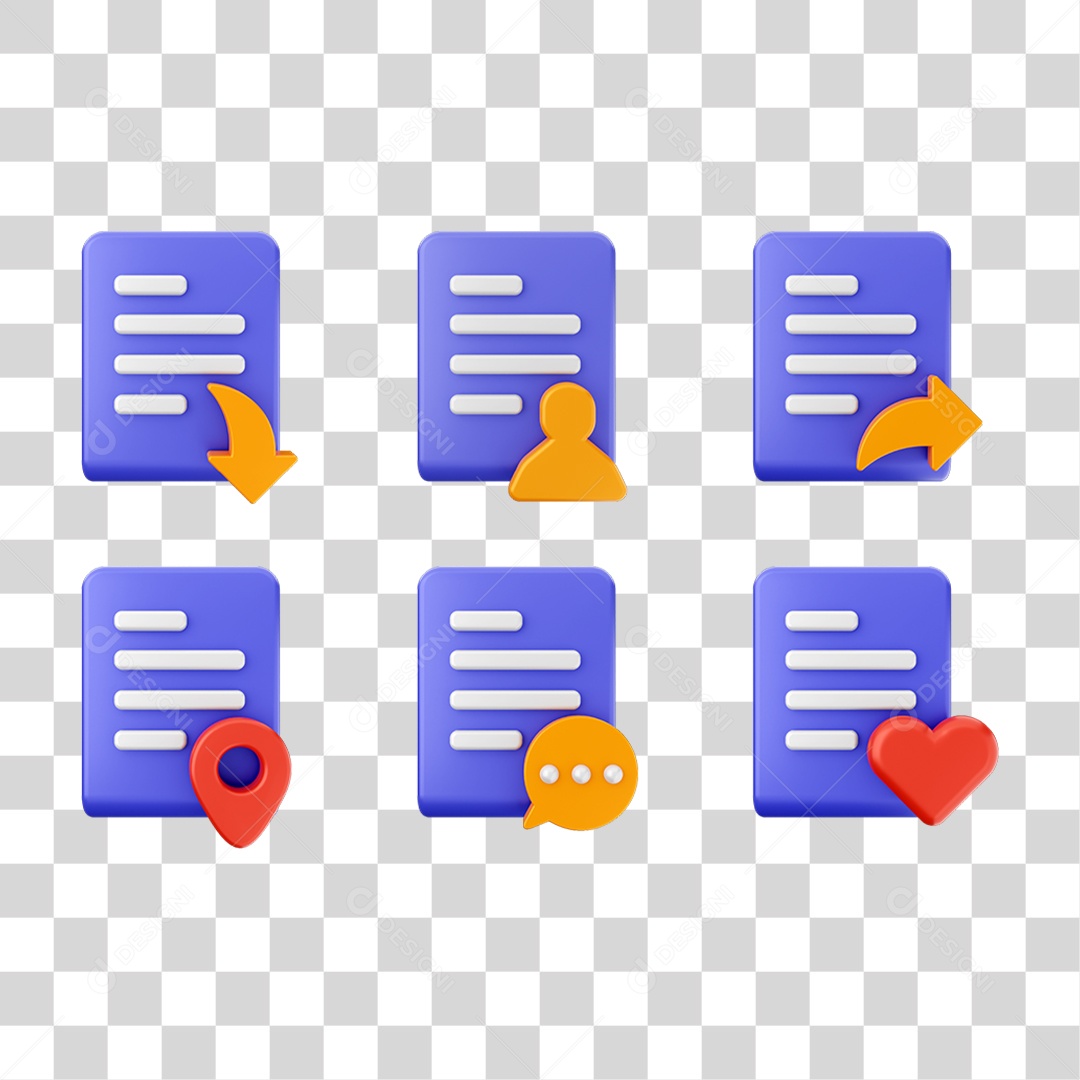 Conjunto de Ícones Arquivos PNG Transparente