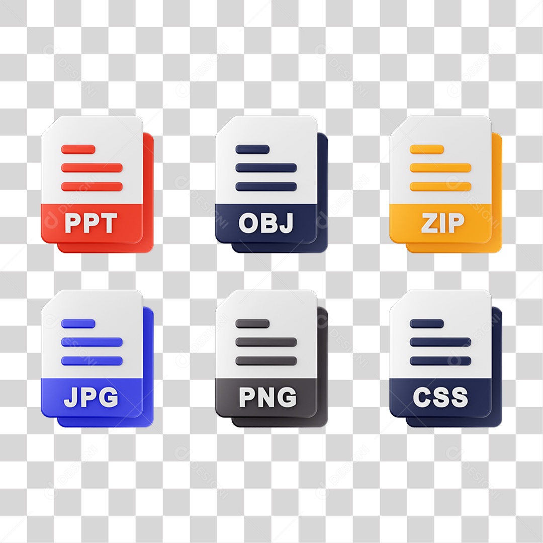 Conjunto de Ícones Formatos de Arquivos PNG Transparente