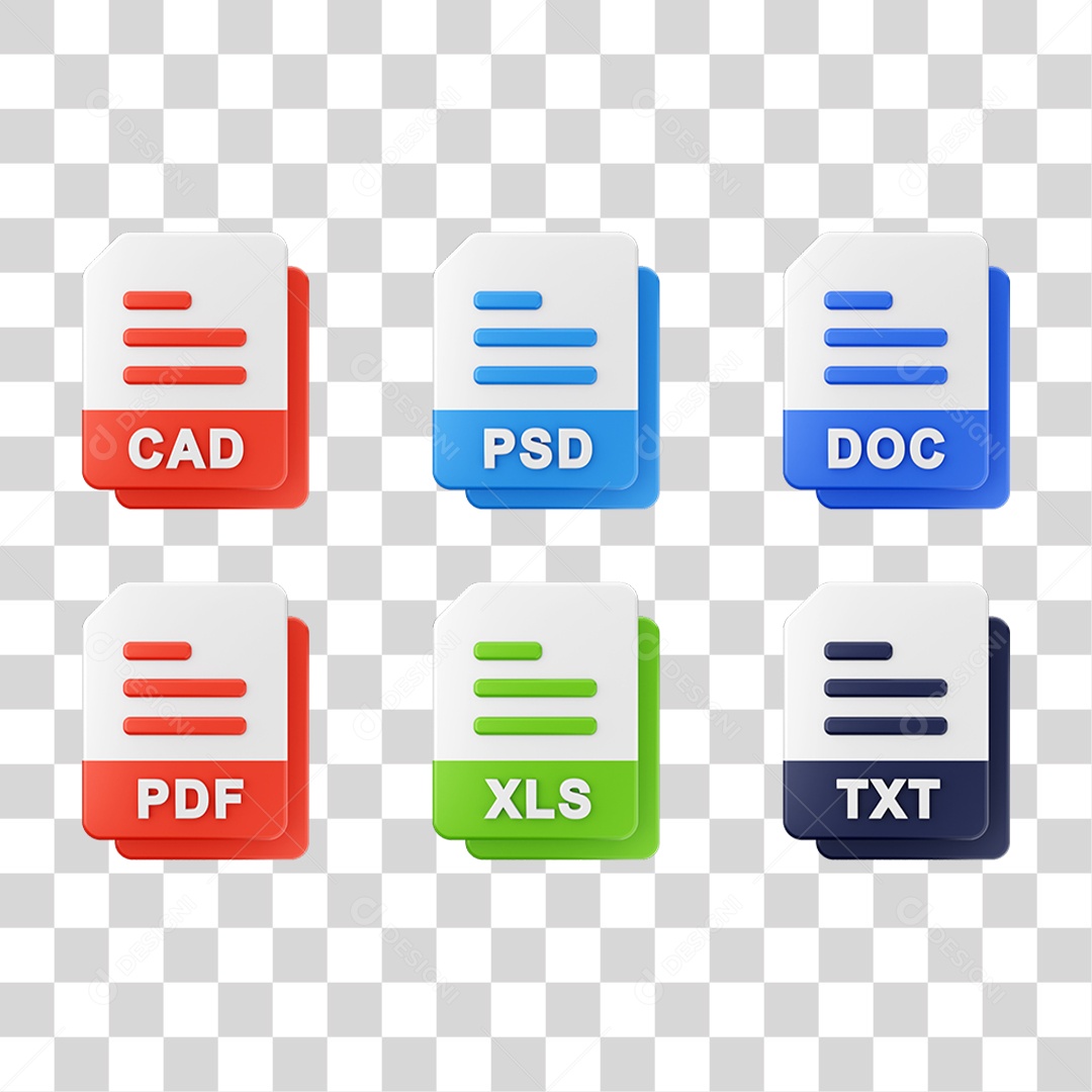 Conjunto de Ícones Formatos de Arquivos PNG Transparente
