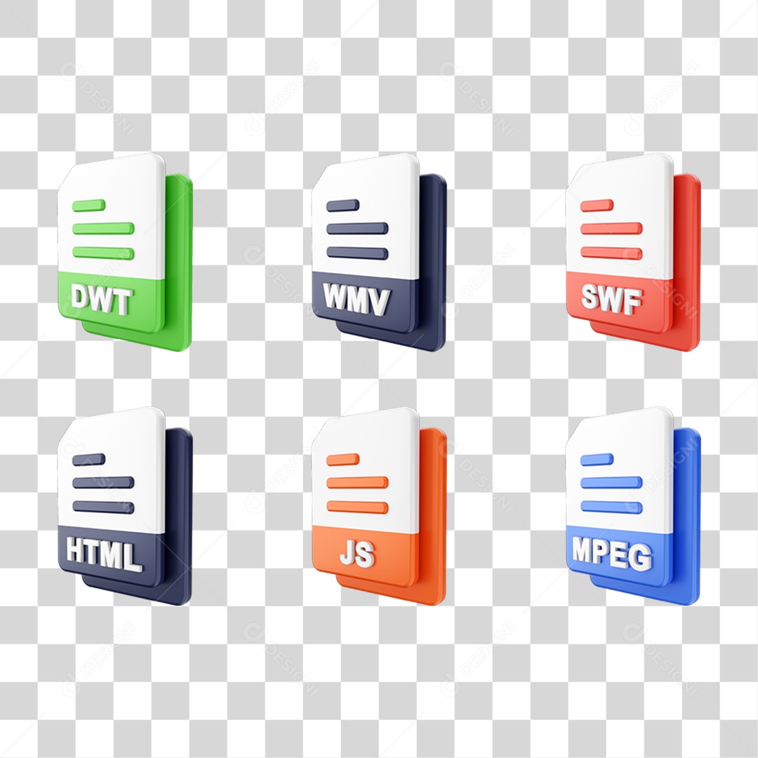 Conjunto de Ícones Formatos de Arquivos PNG Transparente