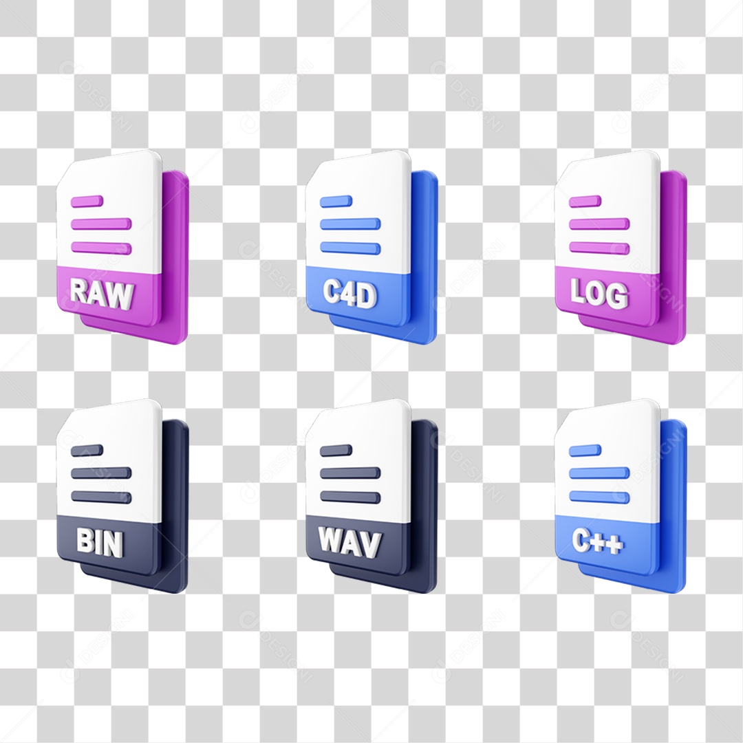 Conjunto de Ícones Formatos de Arquivos PNG Transparente