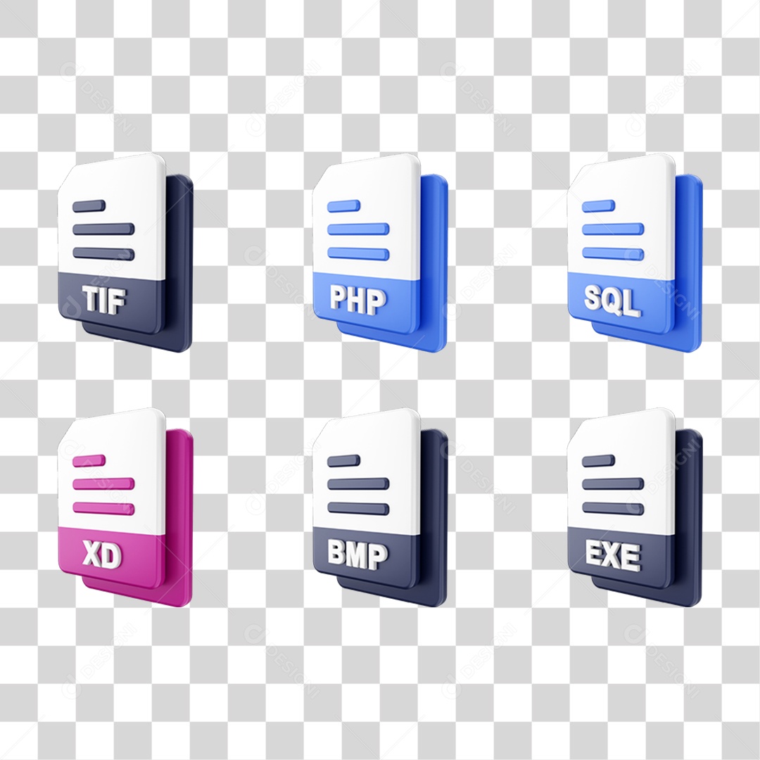 Conjunto de Ícones Formatos de Arquivos PNG Transparente
