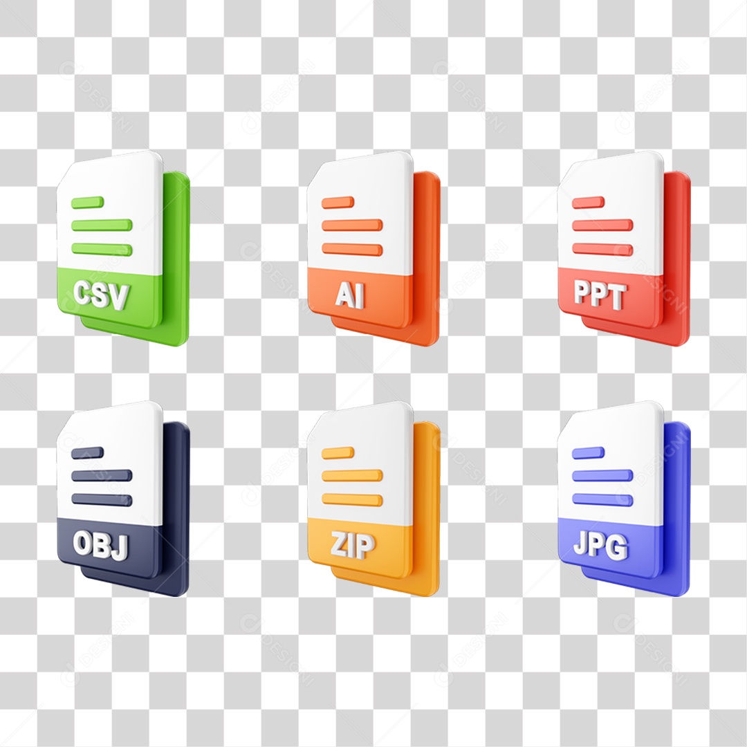 Conjunto de Ícones Formatos de Arquivos PNG Transparente