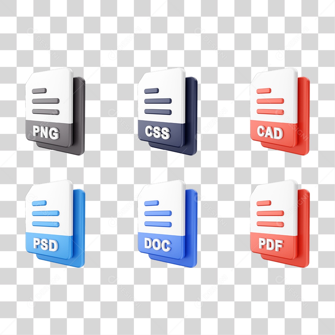 Conjunto de Ícones Formatos de Arquivos PNG Transparente