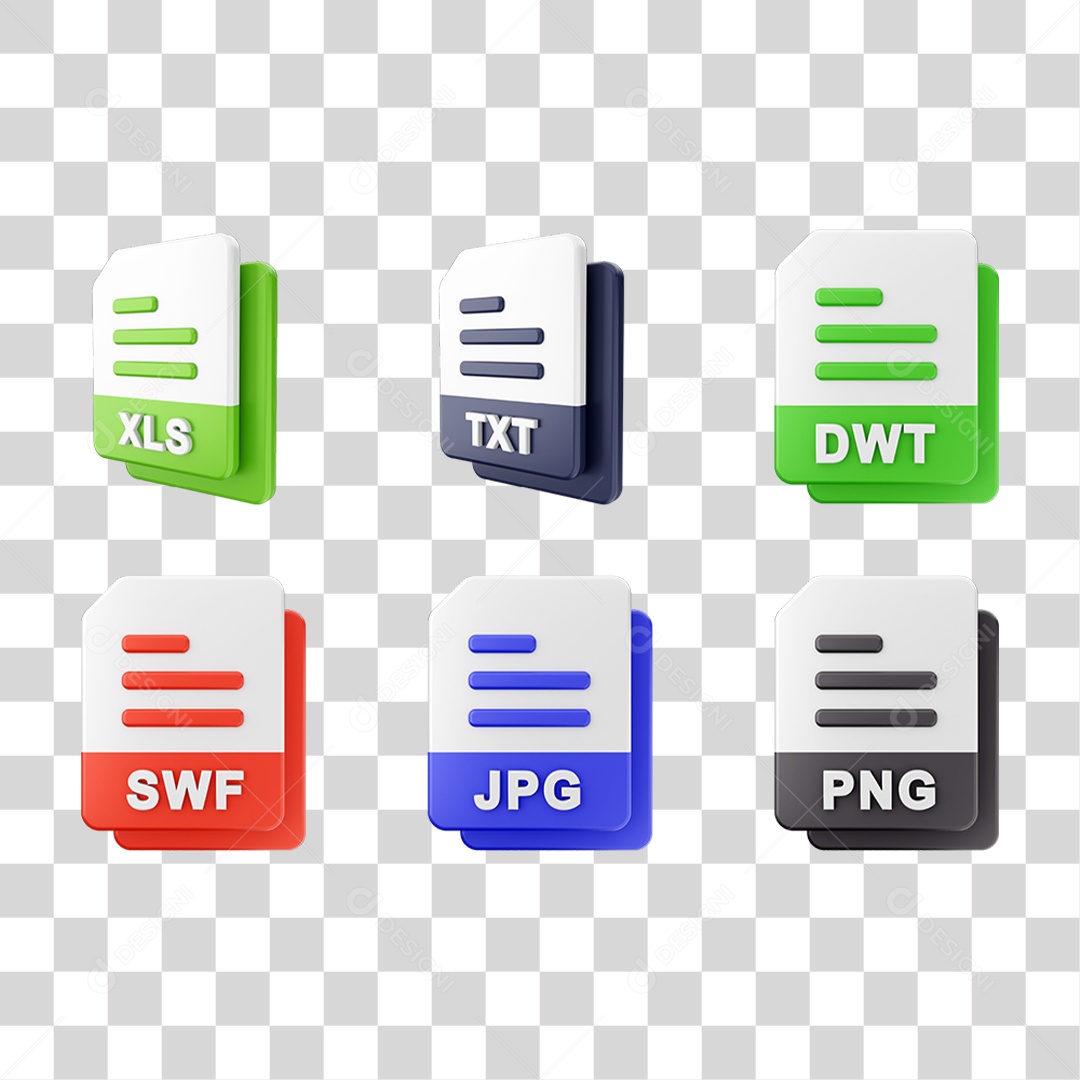 Conjunto de Ícones Formatos de Arquivos PNG Transparente