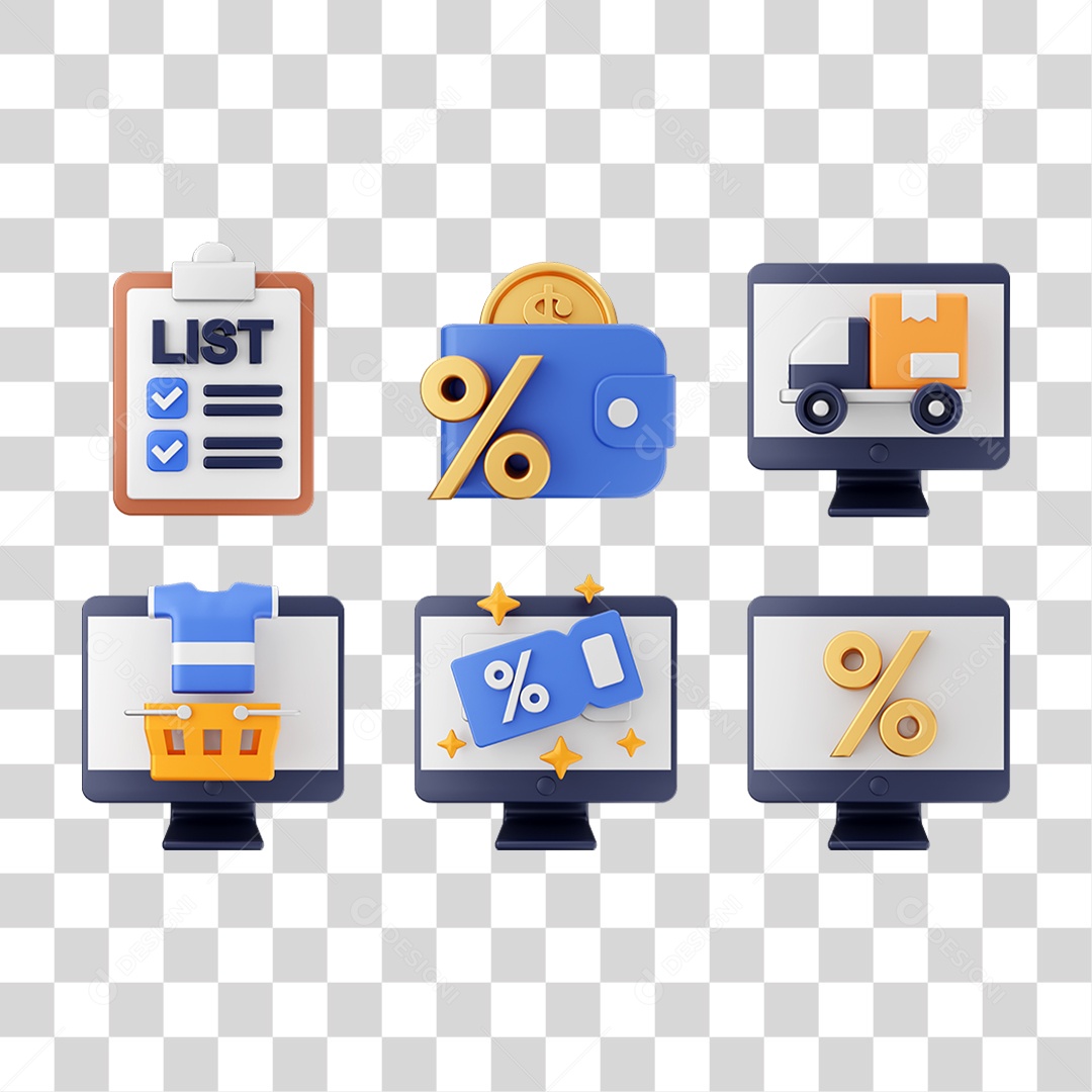 Conjunto de Ícones Compras Online PNG Transparente