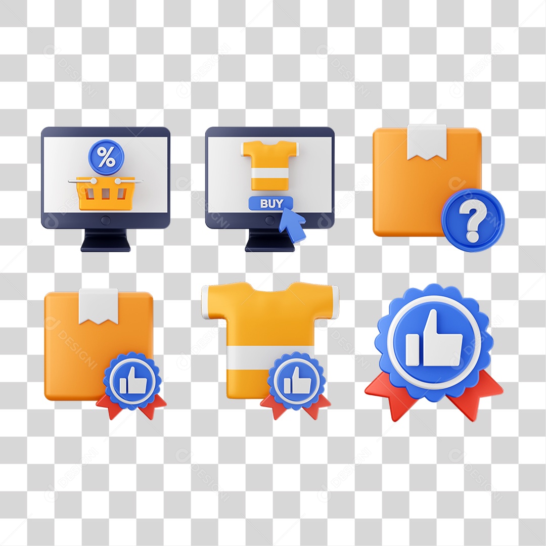 Conjunto de Ícones Compras Online PNG Transparente