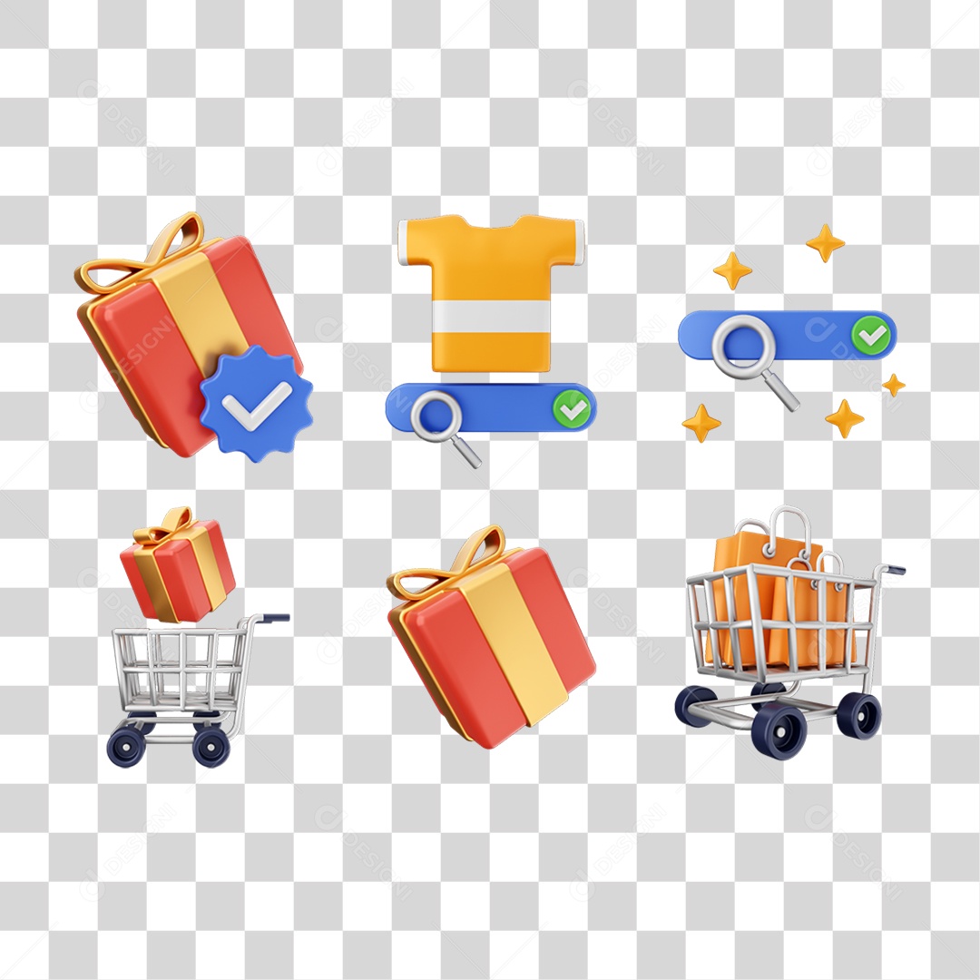 Conjunto de Ícones Compras Online PNG Transparente